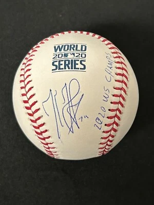 Kenley Jansen Signed Auto 2020 WS Baseball w/ WS Champs Inscription BAS COA - Image 1 of 3