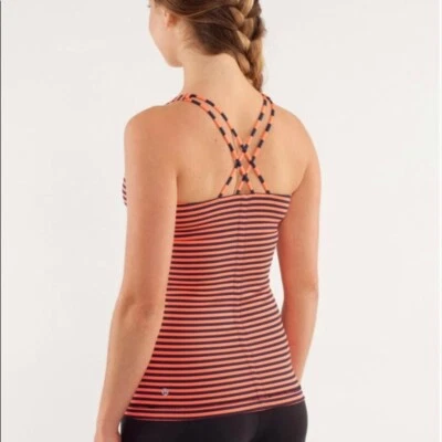 Lululemon Free to Be Tank Top striped Orange Blue Size 4 - Image 1 of 4