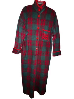 Vintage Natori II Red & Green Plaid Full-Length Nightgown Size Small Flannel - Image 1 of 4