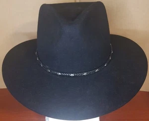 Vintage Stetson The Gun Club Black Western Style Hat 7 1/8 W/BOX - Picture 1 of 9