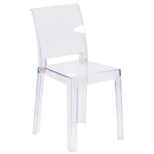 Flash Furniture Ghost Chair, SQ Back, Transparent Crystal - OW-SQUAREBACK-18-GG - Picture 1 of 1