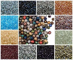CHOOSE COLOR! 600pcs 4mm Fire Polished Round Beads Czech Glass - Picture 1 of 49