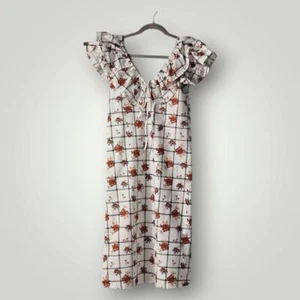 Zara Dress Womens S Floral Ruffle Off-Shoulder Neckline Tie Front Detail New - Picture 1 of 7