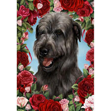 Irish Wolfhound Black Valentine Roses Flag