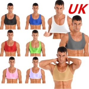 UK Mens Sleeveless Crop Tank Tops Basic Casual Shirt Sport High Elastic Blouse - Picture 1 of 110