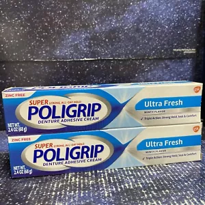 2X Crema Adhesiva PoliGrip Super Dentadura - 2.4 OZ Sabor Ea Mint - 04-26+ - Imagen 1 de 4