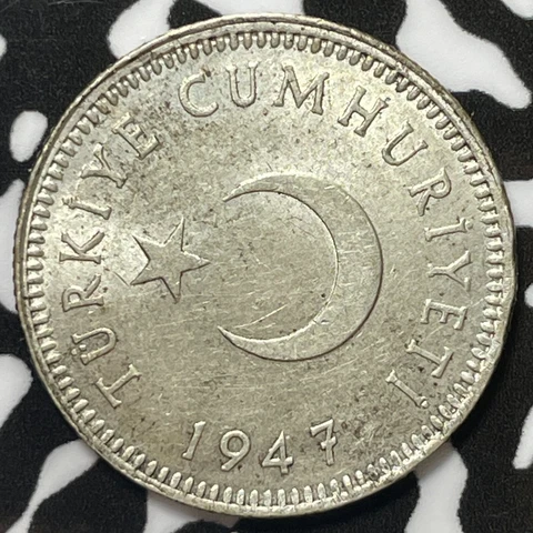 1947 Turkey 50 Kurus Lot#M4521 Silver! High Grade! Beautiful! Cover