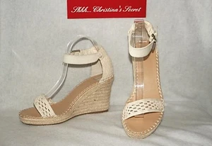 NAUTICA Espadrille Sandals Natural Wedges Ankle Straps "San Blas" Sz 10 *XLNT - Picture 1 of 7