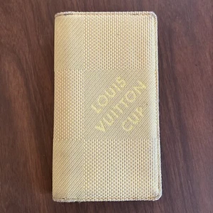 Louis Vuitton Cup Sailing Damier Long Wallet Planner Cover Green Yellow - Picture 1 of 7