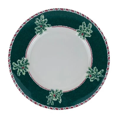 Fitz & Floyd Yuletide Holiday Green Dinner Plates (Set of 4) 10-5/8"