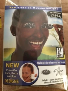 Zebra Instant Press-On Face Paint 2 Pack Temp Tattoo SPORTS HALLOWEEN & MORE FS - Picture 1 of 2