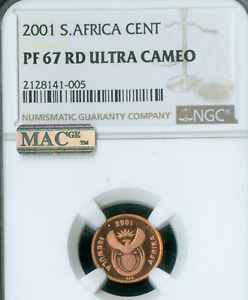 2001 SOUTH AFRICA CENT NGC PF68 RD MAC FINEST UCAM & MAC SPOTLESS RARE *