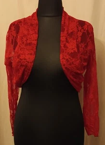 Bride / Bridesmaid bolero Red Lace Netting. stretch. - Picture 1 of 4