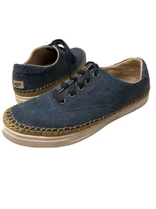 UGG Shoes Women Sz 9 Canvas Espadrilles Eyan II Lace Up Blue sneakers shoes EUC - Picture 1 of 6