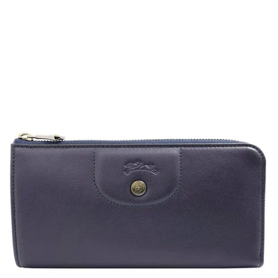 Longchamp Le Pliage Cuir Zip Around Wallet - Navy L3418757556 - Image 1 of 4