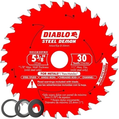 Diablo D053830FMX 5-3/8" x 30-Teeth Steel Demon Carbide Saw Blade for Medium - Image 1 of 3