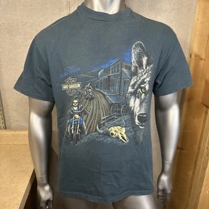Vintage Harley Davidson Lone Survivor Shirt Wolf Single Stitch Palm Springs L USA - Bild 1 von 7