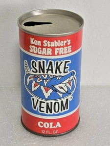 Vintage Ken Stabler's Sugar Free Snake Venom Cola Straight Steel Soda Pop Can - Picture 1 of 6
