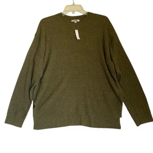 Madewell Lightweight Alpaca Sweater M Crewneck Olive Green Oversized Pullover - Picture 1 of 10
