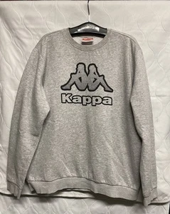 Kappa XXL Sweatshirt Pullover Long Sleeve Gray Black Logo Crewneck (Pre-Owned) - Picture 1 of 10