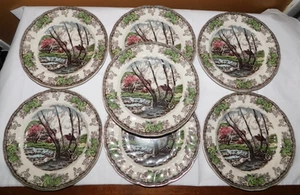 Lot of 7 Johnson Brothers The Friendly Village Salad Plates England - Picture 1 of 9