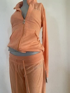 Vintage Y2K BCBG Terry Track Suit Orange rhinestone 2 pc set NWT fashion Small S - Picture 1 of 9