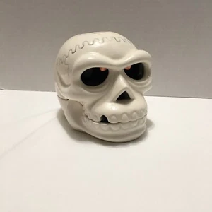 TOTENKOPF KERZENHALTER Vintage Keramik Halloween Goth Enesco 2 Stück 1987 - Bild 1 von 11