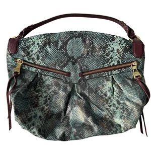 Borsa hobo Aimee Kestenberg in pelle stampa serpente acqua/teal manico in pelle marrone - Foto 1 di 6