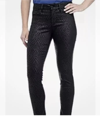 NYDJ chevron Black Coated Geometric Print Legging Size 4P - Image 1 of 4