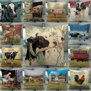 18" Rustic Country Animal Milk Cow Pillow Case Cattle Meadow Ranch Cushion Cover - Picture 1 of 30