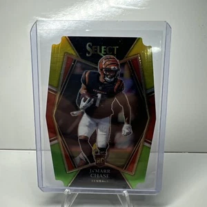 2021 Panini - Premier Level Red & Yellow Prizm Die-Cut #147 Ja'Marr Chase (RC) - Picture 1 of 2