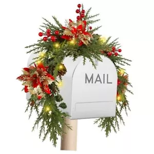 Christmas Mailbox Swag Decorations with Light, Mailbox Swags Garland - Picture 1 of 7