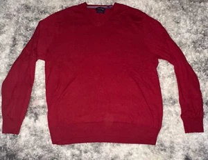 Alan Flusser V-Ausschnitt Pullover weinrot Baumwolle Kaschmir Wollmischung Herren Gr. S - Bild 1 von 3