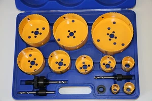 15 Piece Deluxe Electricians Holesaw Kit Bi-Metal Combination Hole saw Kit Wood - Picture 1 of 6