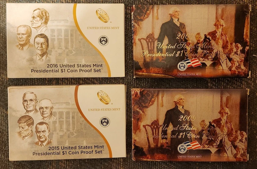 4 Presidential $1 dollar coin sets - 2007 2009 2015 2016 - Image 1 of 1