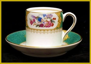 Copelands Grosvenor Green Floral Coffee Cans & Saucers - Picture 1 of 1