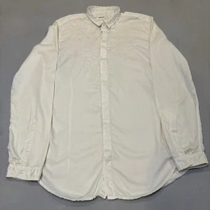 Diesel Embroidered Button Up Shirt Men’s Xl Cream Western - Picture 1 of 10