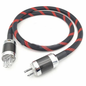 HI-End 6N OFC Silver Plated Cord with Carbon Fibre US Plug HFI Audio Power Cable - Picture 1 of 3