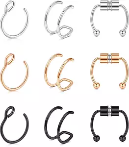 Longita Magnetic Nose Rings - Fake Septum Ring & Hoop Studs for Women - Picture 1 of 12