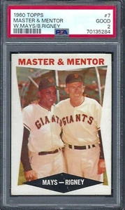 1960 Topps # 7 Master & Mentor Willie Mays and Bill Rigney Giants Good PSA 2 - Picture 1 of 1