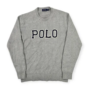 Polo Ralph Lauren Spellout Strickpullover Grau Herren Large - Bild 1 von 8