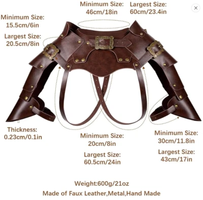 Cosplay Steampunk imitación cuero armadura de hombro marrón - Nuevo Foto 1 de 4
