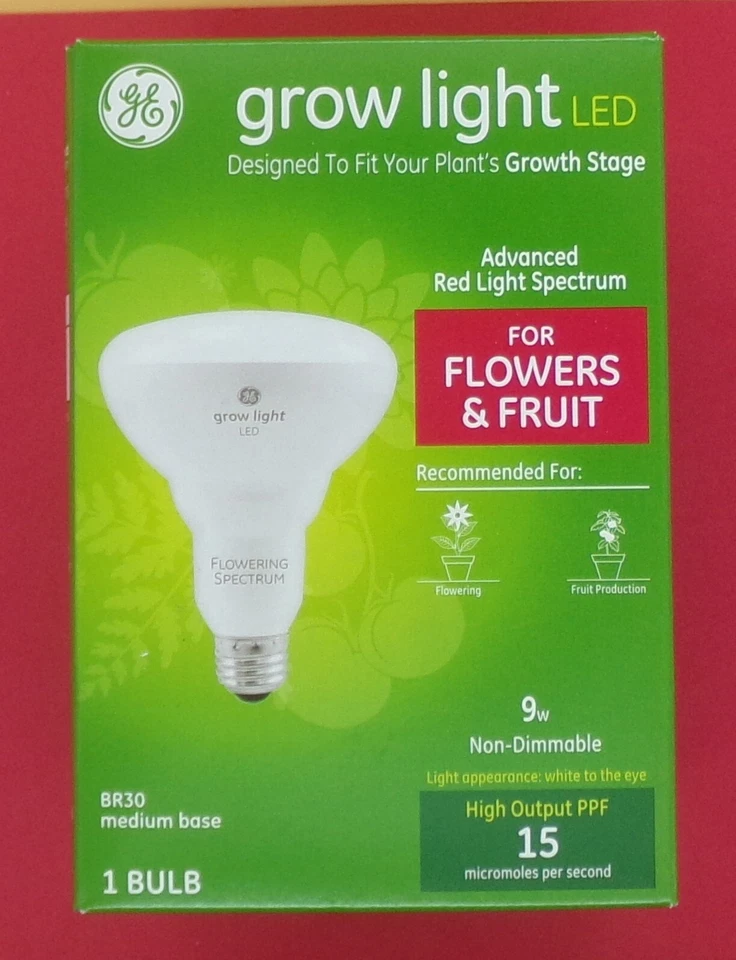 GE Lighting 93101231 9 watt Grow Light LED Bulb for Flowers & Fruit