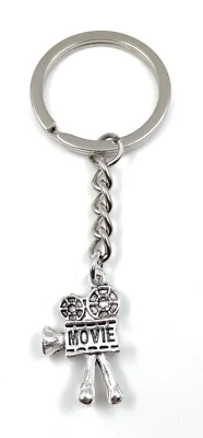 Portachiavi Film Fotocamera Movie Cinema Argento Metallo Ciondolo Fascino - Immagine 1 di 4