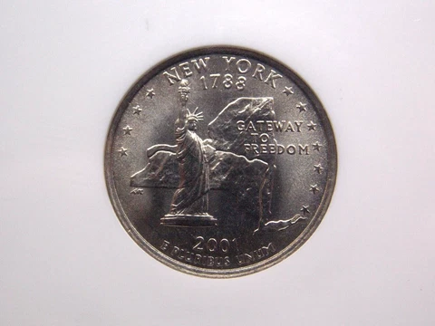 2001 "D" State **NEW YORK** Washington Quarter 25c NGC MS68 #038 GEM BU ECC&C Cover