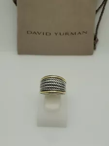 David Yurman Two-Tone 5 Rope 16mm Cable Band Ring Silver & 18k Gold Size 7 - Picture 1 of 7