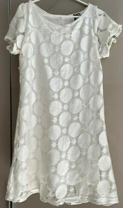 White beautiful dress short 12 UK lined can be tunic - Picture 1 of 6