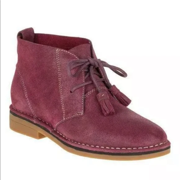 Hush Puppies Cyra Catelyn Wine Sparkle Suede Ankle Chukka Boots Women's Size 5.5 - Image 1 of 4
