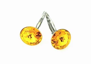 AUSTRIAN CRYSTAL 14MM SUNFLOWER,SST,LEVER-BACK EARRINGS- SIZE: LARGE - Picture 1 of 9