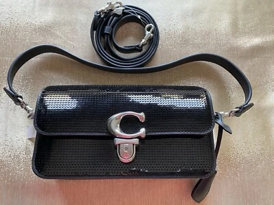 NWOT COACH Studio Baguette Black Sequin Shoulder Crossbody MSRP $425 - Image 1 of 4